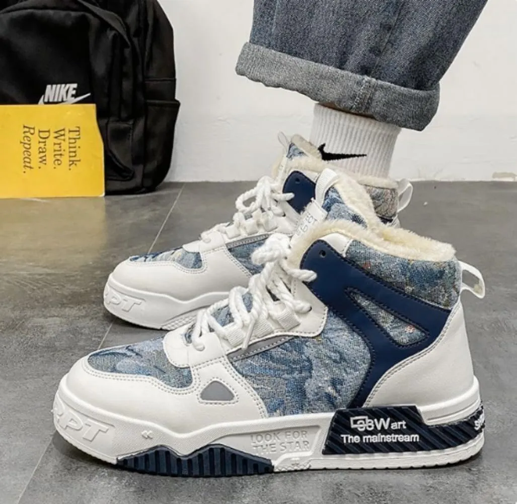𝐌𝐞𝐧'𝐬 𝐒𝐤𝐚𝐭𝐞𝐛𝐨𝐚𝐫𝐝 High-Top 𝐒𝐡𝐨𝐞𝐬 𝐰𝐢𝐭𝐡 𝐀𝐧𝐭𝐢-𝐒𝐥𝐢𝐩 𝐓𝐞𝐜𝐡𝐧𝐨𝐥𝐨𝐠𝐲 - Comfortable and Canvas for Street Style and Skateboarding - Fashion Trendy Design