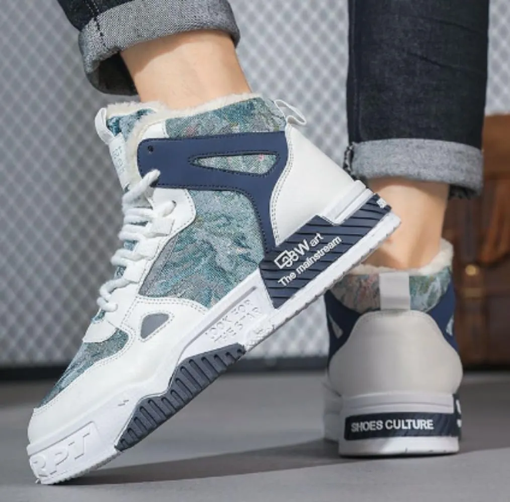 𝐌𝐞𝐧'𝐬 𝐒𝐤𝐚𝐭𝐞𝐛𝐨𝐚𝐫𝐝 High-Top 𝐒𝐡𝐨𝐞𝐬 𝐰𝐢𝐭𝐡 𝐀𝐧𝐭𝐢-𝐒𝐥𝐢𝐩 𝐓𝐞𝐜𝐡𝐧𝐨𝐥𝐨𝐠𝐲 - Comfortable and Canvas for Street Style and Skateboarding - Fashion Trendy Design
