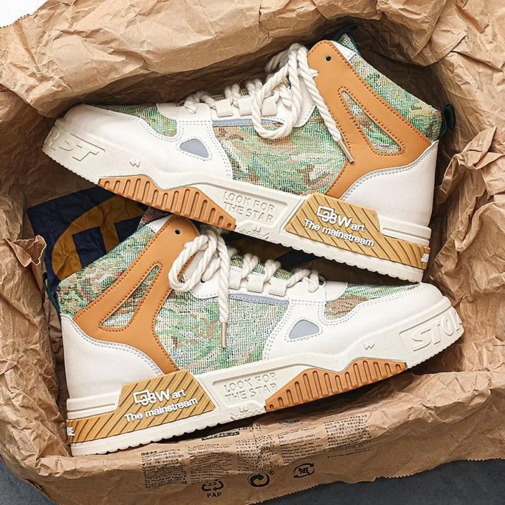 𝐌𝐞𝐧'𝐬 𝐒𝐤𝐚𝐭𝐞𝐛𝐨𝐚𝐫𝐝 High-Top 𝐒𝐡𝐨𝐞𝐬 𝐰𝐢𝐭𝐡 𝐀𝐧𝐭𝐢-𝐒𝐥𝐢𝐩 𝐓𝐞𝐜𝐡𝐧𝐨𝐥𝐨𝐠𝐲 - Comfortable and Canvas for Street Style and Skateboarding - Fashion Trendy Design