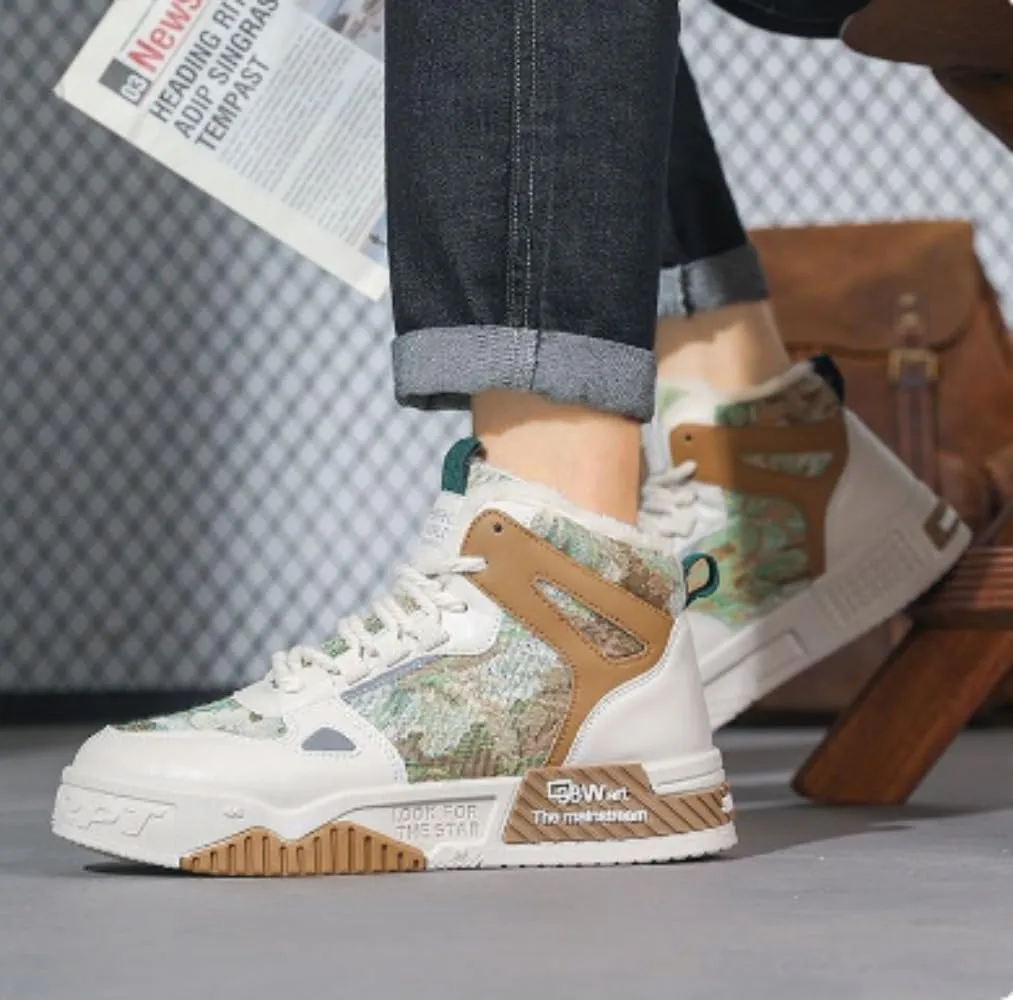𝐌𝐞𝐧'𝐬 𝐒𝐤𝐚𝐭𝐞𝐛𝐨𝐚𝐫𝐝 High-Top 𝐒𝐡𝐨𝐞𝐬 𝐰𝐢𝐭𝐡 𝐀𝐧𝐭𝐢-𝐒𝐥𝐢𝐩 𝐓𝐞𝐜𝐡𝐧𝐨𝐥𝐨𝐠𝐲 - Comfortable and Canvas for Street Style and Skateboarding - Fashion Trendy Design