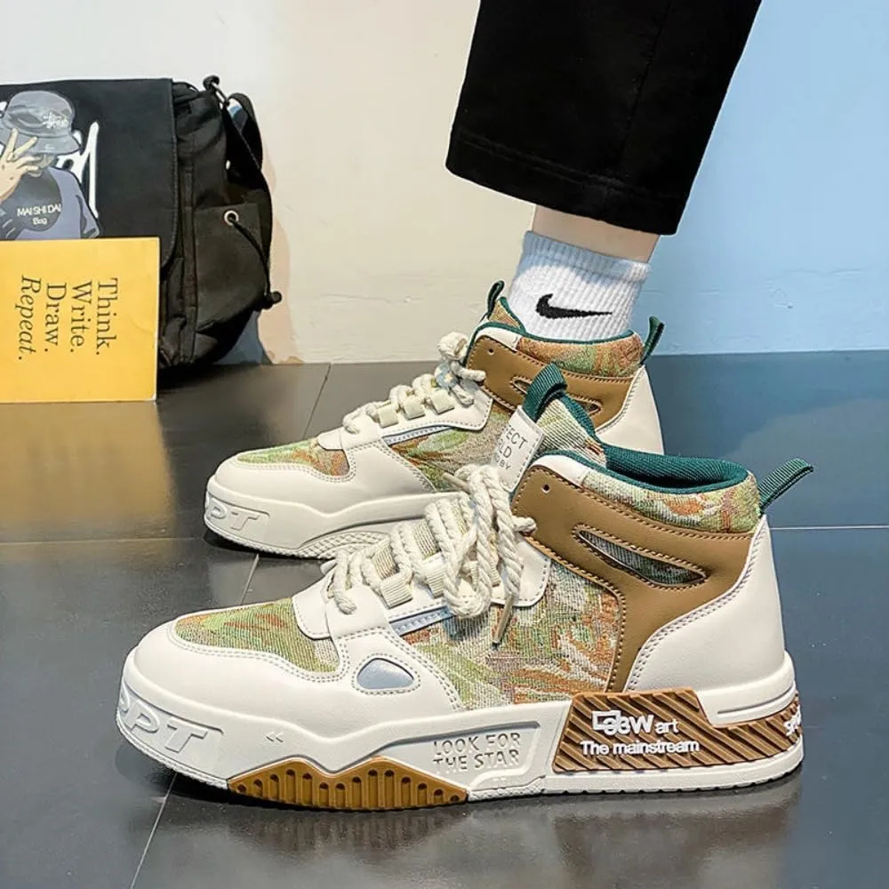 𝐌𝐞𝐧'𝐬 𝐒𝐤𝐚𝐭𝐞𝐛𝐨𝐚𝐫𝐝 High-Top 𝐒𝐡𝐨𝐞𝐬 𝐰𝐢𝐭𝐡 𝐀𝐧𝐭𝐢-𝐒𝐥𝐢𝐩 𝐓𝐞𝐜𝐡𝐧𝐨𝐥𝐨𝐠𝐲 - Comfortable and Canvas for Street Style and Skateboarding - Fashion Trendy Design