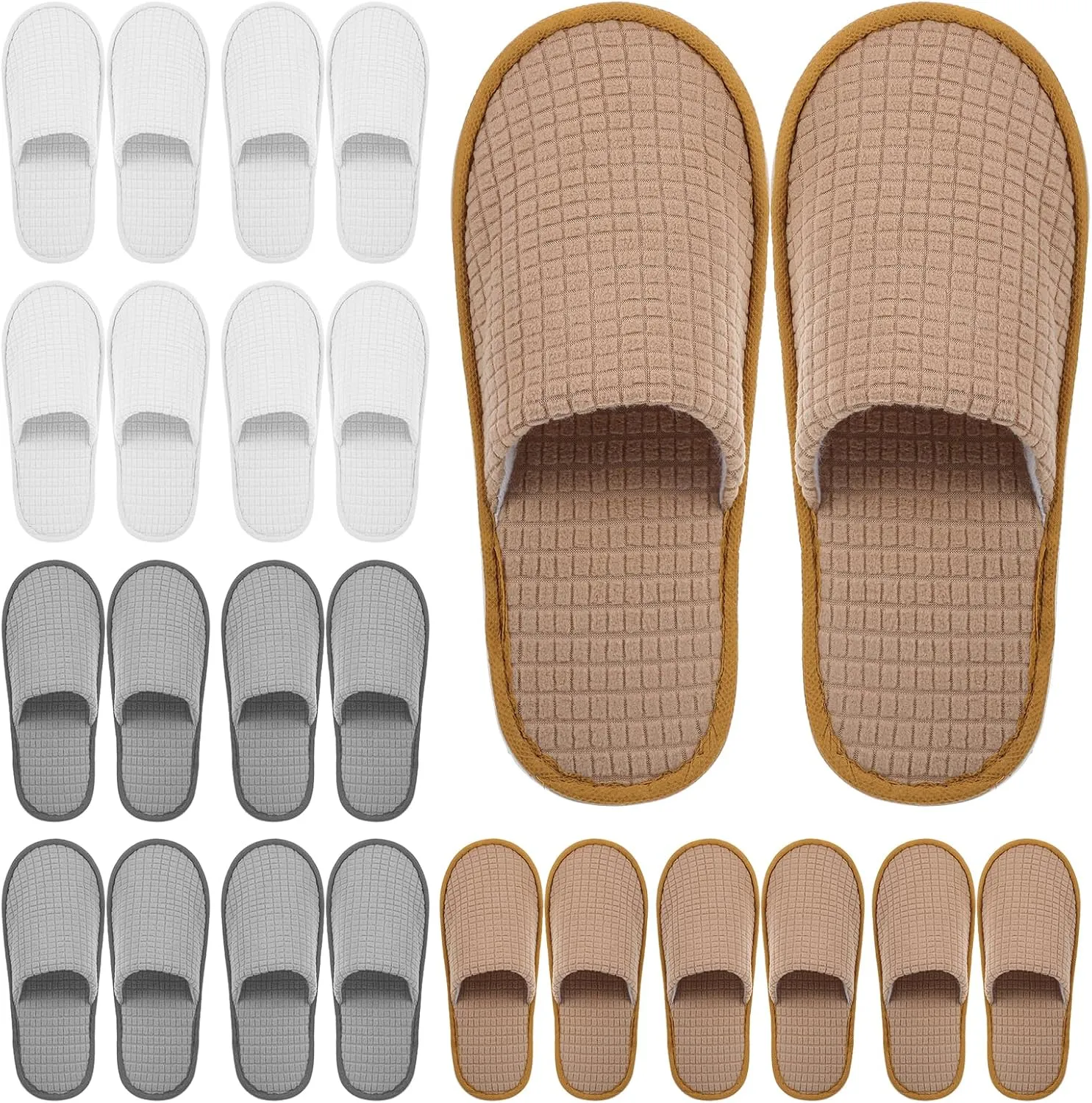 12 Pairs Disposable Slippers for Guests Closed Toe Soft Comfortable Polar Hotel SPA Slippers Washable Reusable Non Slip Slippers for Travel Hotel Guests Women Men Bride Home Salon