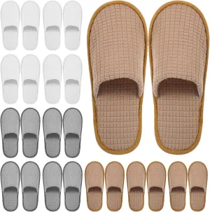 12 Pairs Disposable Slippers for Guests Closed Toe Soft Comfortable Polar Hotel SPA Slippers Washable Reusable Non Slip Slippers for Travel Hotel Guests Women Men Bride Home Salon