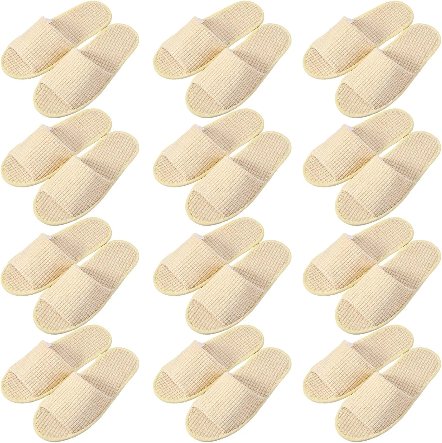 12 Pairs Disposable Slippers for Guests Open Toe Spa Slippers Bulk Disposable Sandals Soft Fleece for Man Women Spa Hotel Wedding Shoeless Home