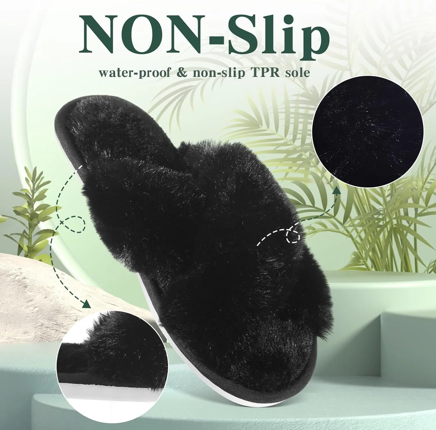 12 Pairs Women's Fuzzy Slippers Cross Band Open Toe Bridesmaid Fluffy Comfy House Slippers for Indoor Outdoor Wedding