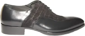 1808 BIS Italian Men Black Leather and Suede Combination Lace Up Shoes