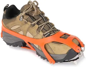 1pair Teeth Crampons Ice Cleats for Shoes - Grips for Outdoor Climbing Hiking and Walking ICY Orange