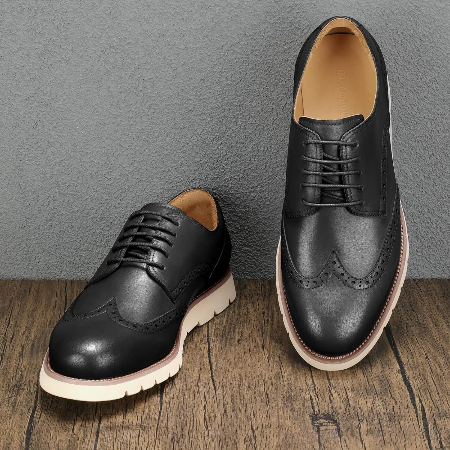 2025 Premium Top Layer Cowhide Genuine Leather, More Classy Comfortable Breathable Durable, All Seazons Classic Brogue Casual Dress Shoes for Men Reminder: Plz Check Size Chart