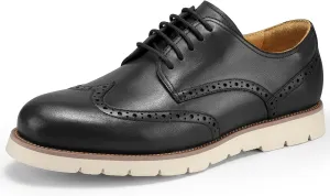 2025 Premium Top Layer Cowhide Genuine Leather, More Classy Comfortable Breathable Durable, All Seazons Classic Brogue Casual Dress Shoes for Men Reminder: Plz Check Size Chart