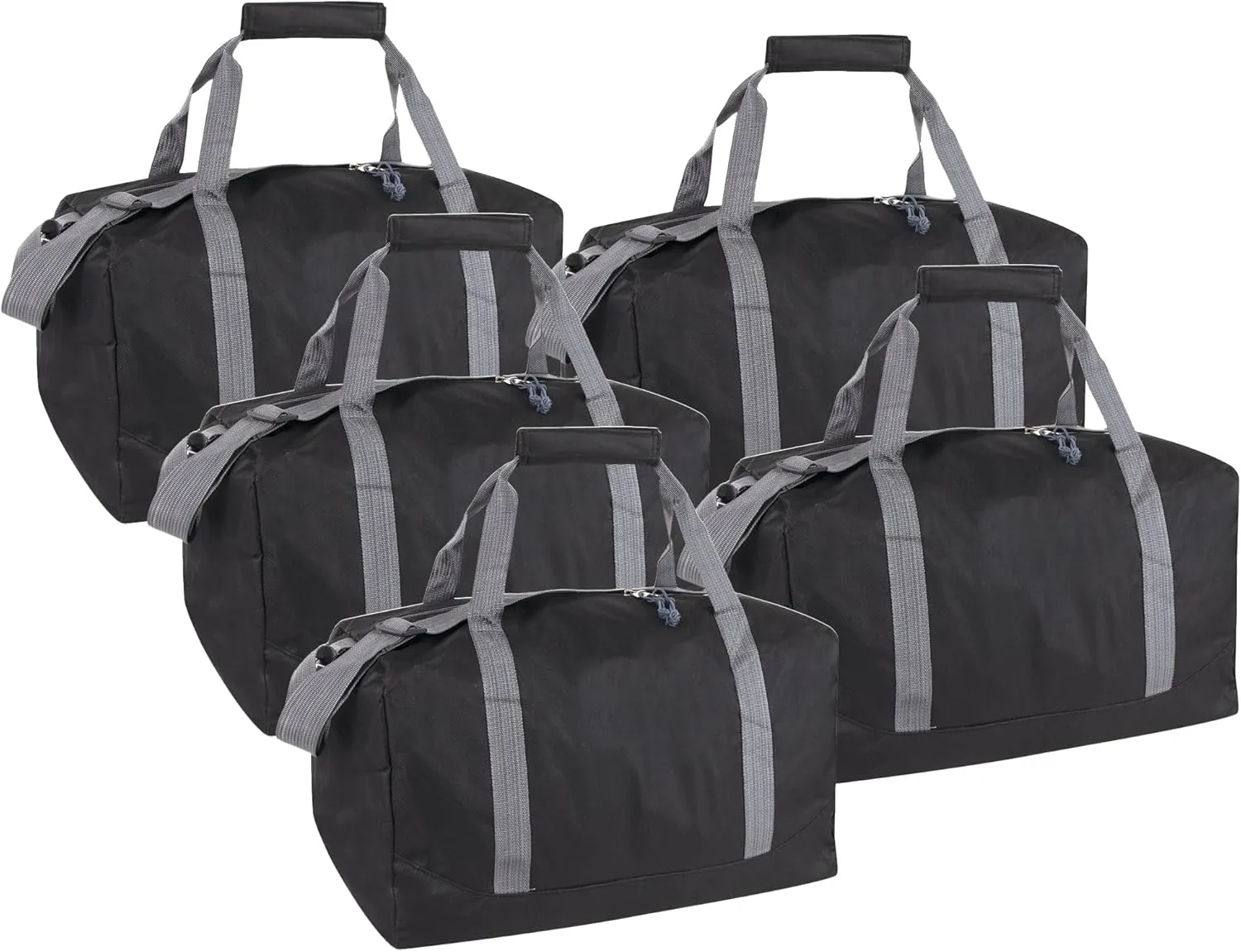 24 Pack Bulk Duffle Bags Wholesale by the Case for Homeless, Sports Teams, and Duffle Bags for Foster Kids (All Black Pack)