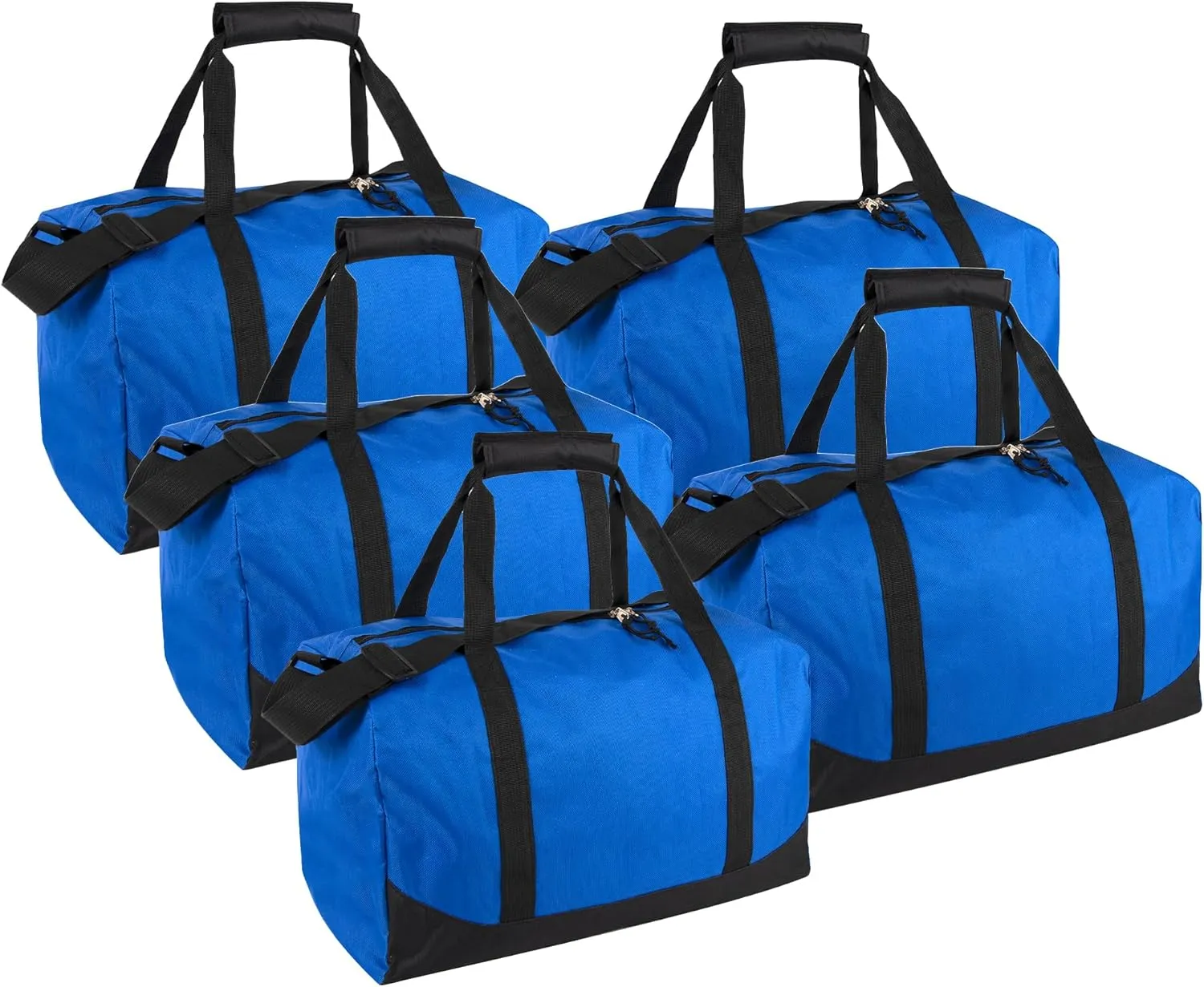 24 Pack Bulk Duffle Bags Wholesale by the Case for Homeless, Sports Teams, and Duffle Bags for Foster Kids (All Blue Pack)