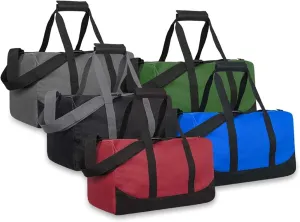 24 Pack Bulk Duffle Bags Wholesale by the Case for Homeless, Sports Teams, and Duffle Bags for Foster Kids (Assorted Colors Pack)