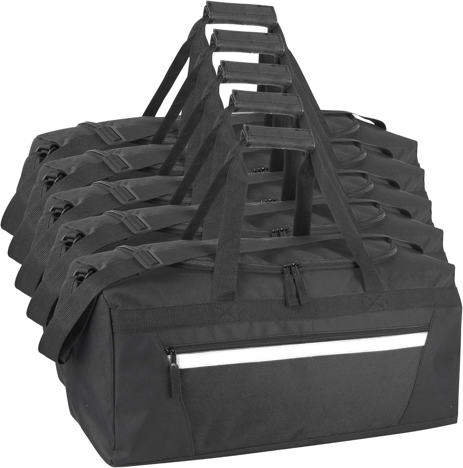24 Pack Reflective Duffle Bags Bulk for Homeless Adults, Gym, Foster Kids Bulk Duffel Bags Wholesale (Black Pack)