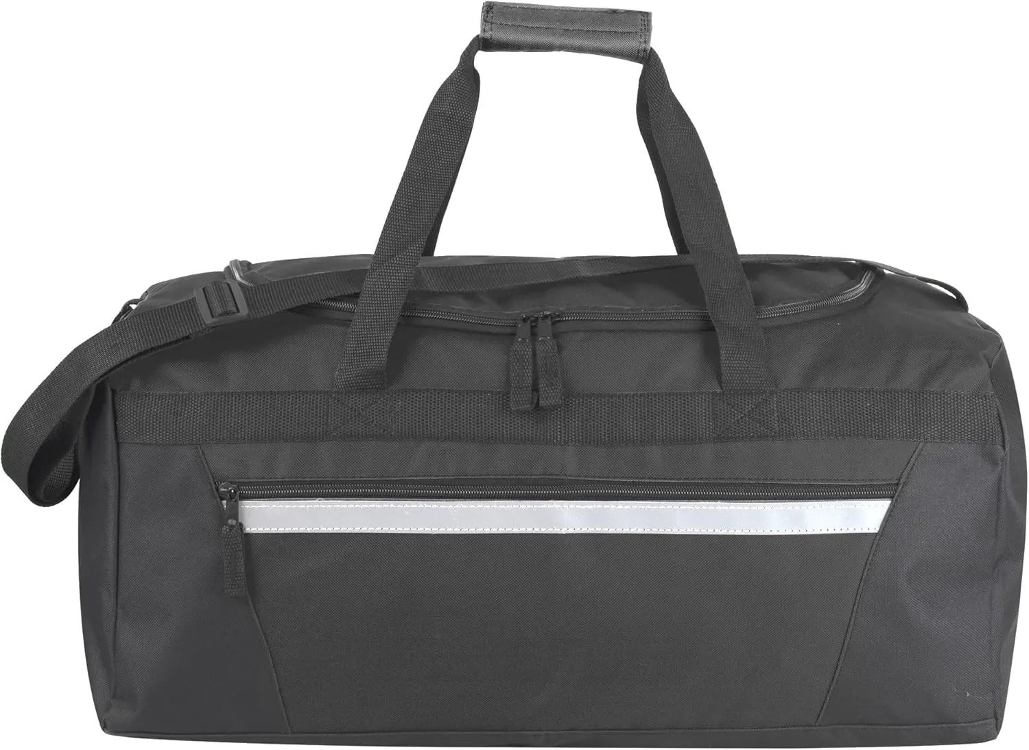 24 Pack Reflective Duffle Bags Bulk for Homeless Adults, Gym, Foster Kids Bulk Duffel Bags Wholesale (Black Pack)