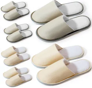 6-8 Pairs Disposable Slippers, Non Slip Slippers for Guests, Washable & Reusable, Soft and Breathable Crystal Twill Fabric, Unisex, Suitable for house, Hotel, Travel, Parties, Spa, Wedding