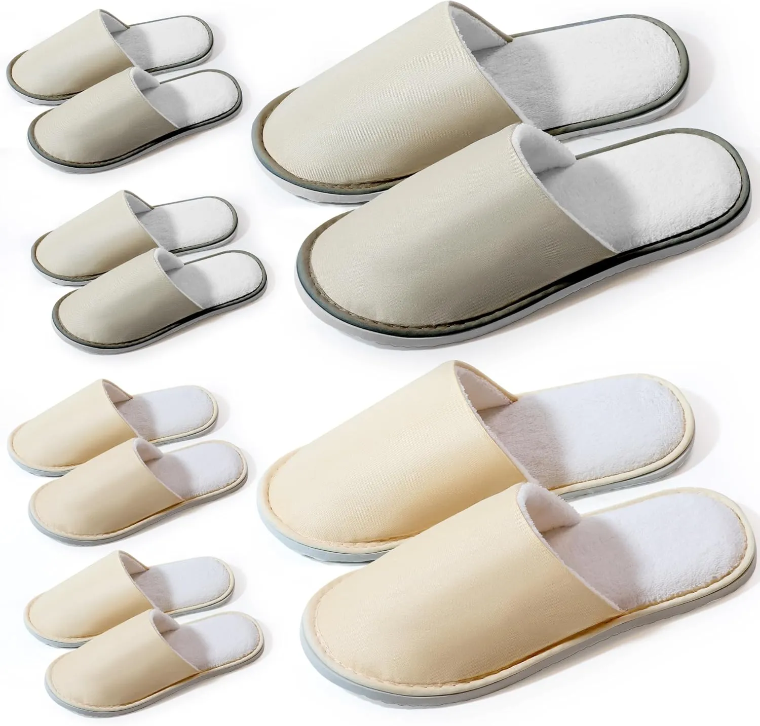 6-8 Pairs Disposable Slippers, Non Slip Slippers for Guests, Washable & Reusable, Soft and Breathable Crystal Twill Fabric, Unisex, Suitable for house, Hotel, Travel, Parties, Spa, Wedding