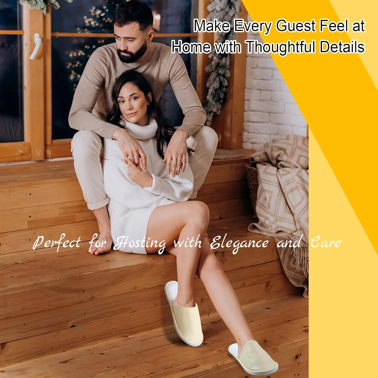 6-8 Pairs Disposable Slippers, Non Slip Slippers for Guests, Washable & Reusable, Soft and Breathable Crystal Twill Fabric, Unisex, Suitable for house, Hotel, Travel, Parties, Spa, Wedding