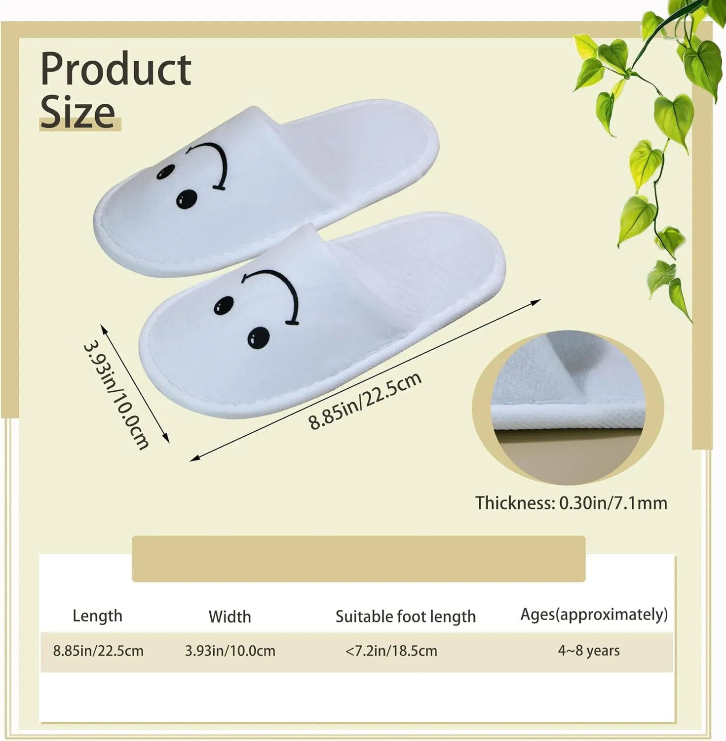 6 Pairs of Spa Slippers for Kids Hotel Slippers Disposable Outdoor Travel House Boys Girls Slippers Non-slip Soles for Children 4-10 Years Old