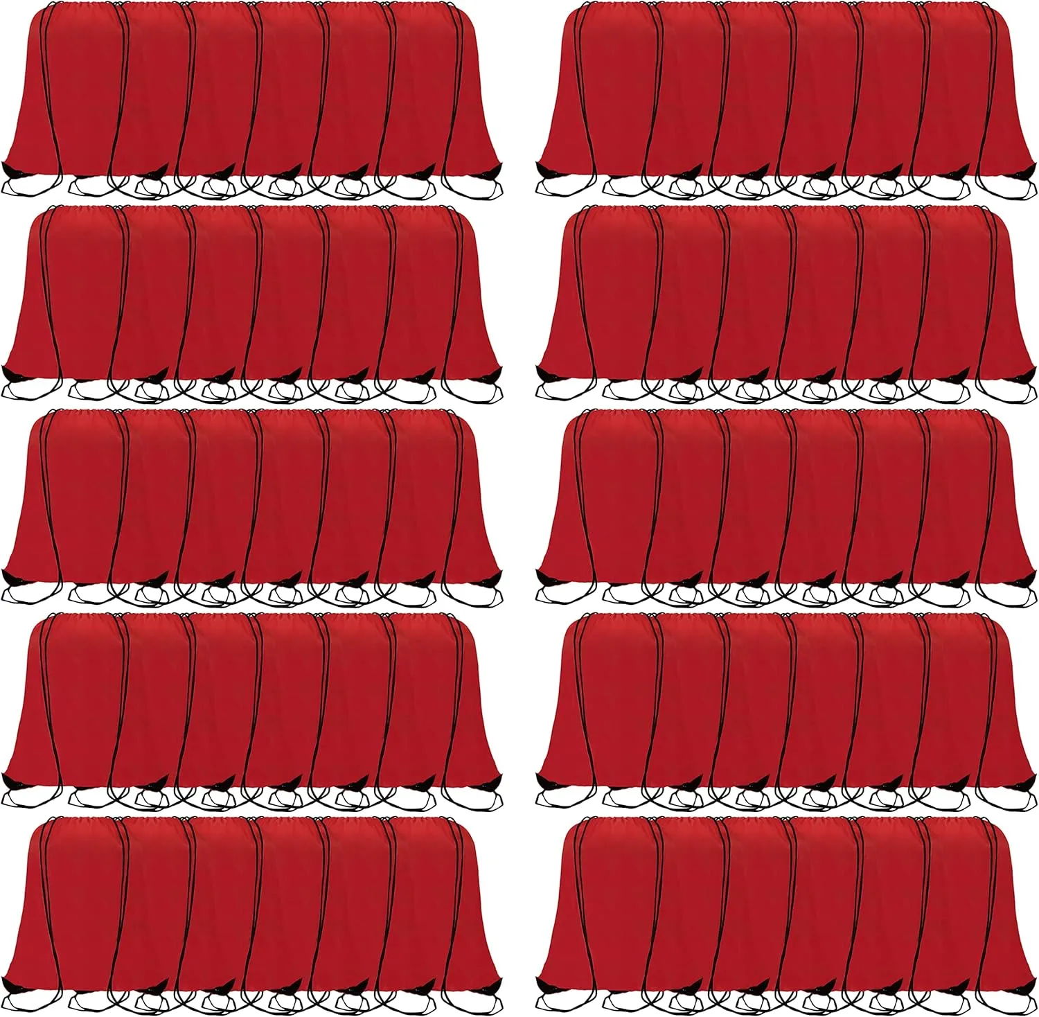 60 Pieces Red Drawstring Backpack Bags Sports Sackpack Bulk Cinch Gym Bag For Women Men Outdoor Sports Backpack
