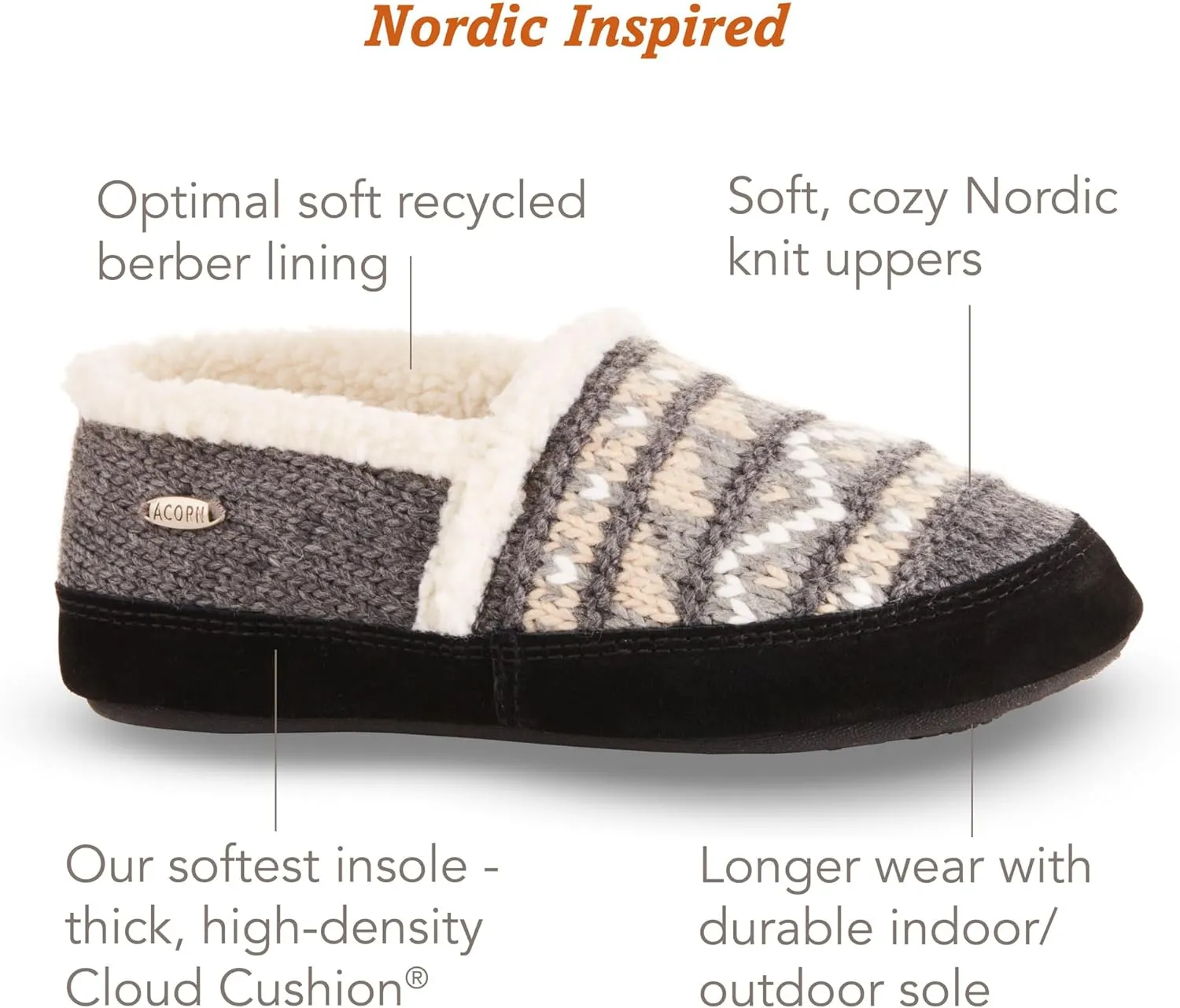 Acorn Women’s Moc Slippers with Comfortable Cloud-Like Feel, Soft and Cozy Uppers and Non-Slip Sole