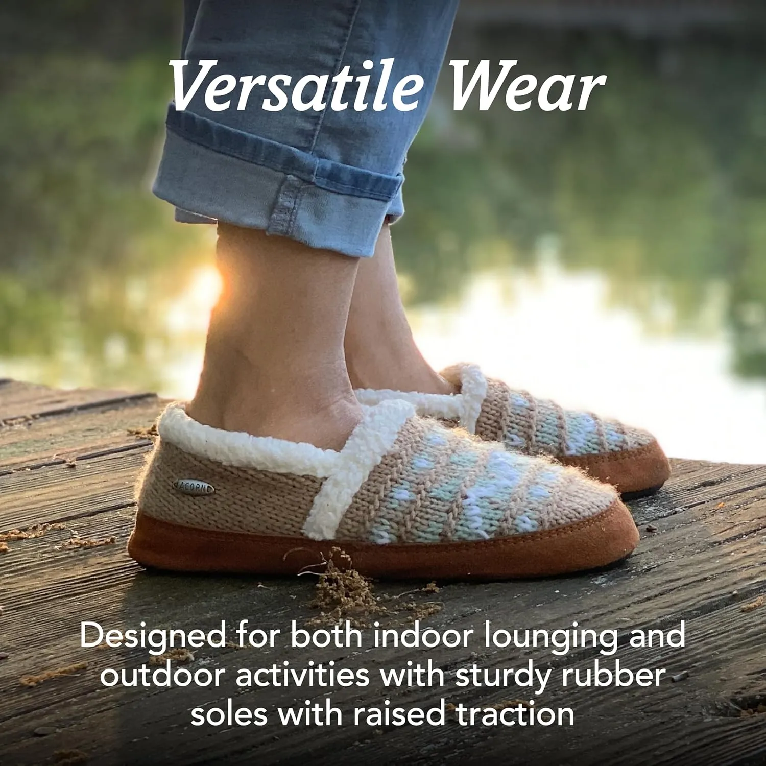 Acorn Women’s Moc Slippers with Comfortable Cloud-Like Feel, Soft and Cozy Uppers and Non-Slip Sole