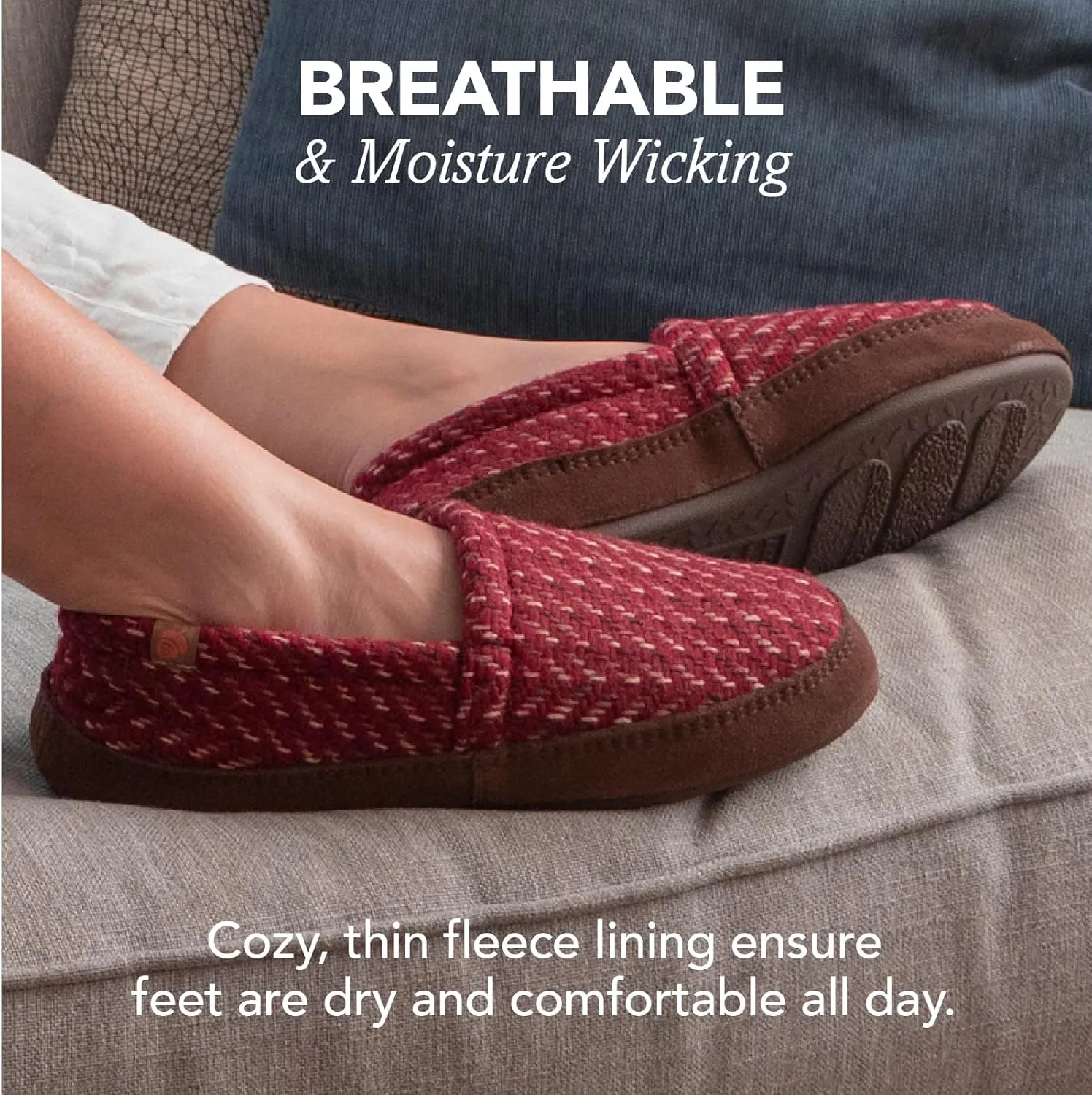 Acorn Women’s Moc Slippers with Comfortable Cloud-Like Feel, Soft and Cozy Uppers and Non-Slip Sole