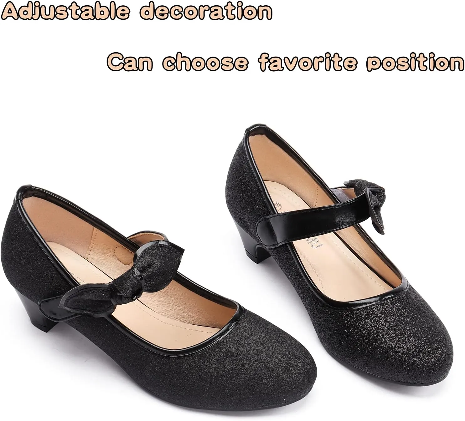 ADAMUMU Little Girls Princess Shoes Glittler Dress Shoes for Gilrs Toddler Girl Heels for Christmas Parties and Holiday Celebrations