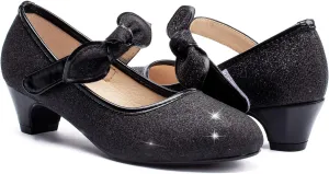 ADAMUMU Little Girls Princess Shoes Glittler Dress Shoes for Gilrs Toddler Girl Heels for Christmas Parties and Holiday Celebrations