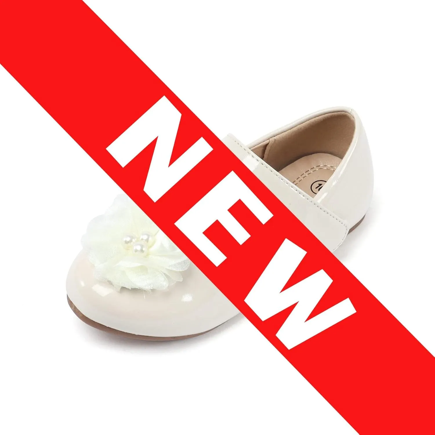 ADAMUMU Toddler Dress Shoes Flower Girl Shoes for Weeding Cute Toddler Mary Jane Shoes Lace Flore Ballet Flat for Walking, Jumping