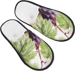 AdaNti Beautiful grape leaves Furry Slippers for Men Women Fuzzy Memory Foam Slippers Warm Comfy Slip-on Bedroom Shoes Winter House Shoes for Indoor Outdoor