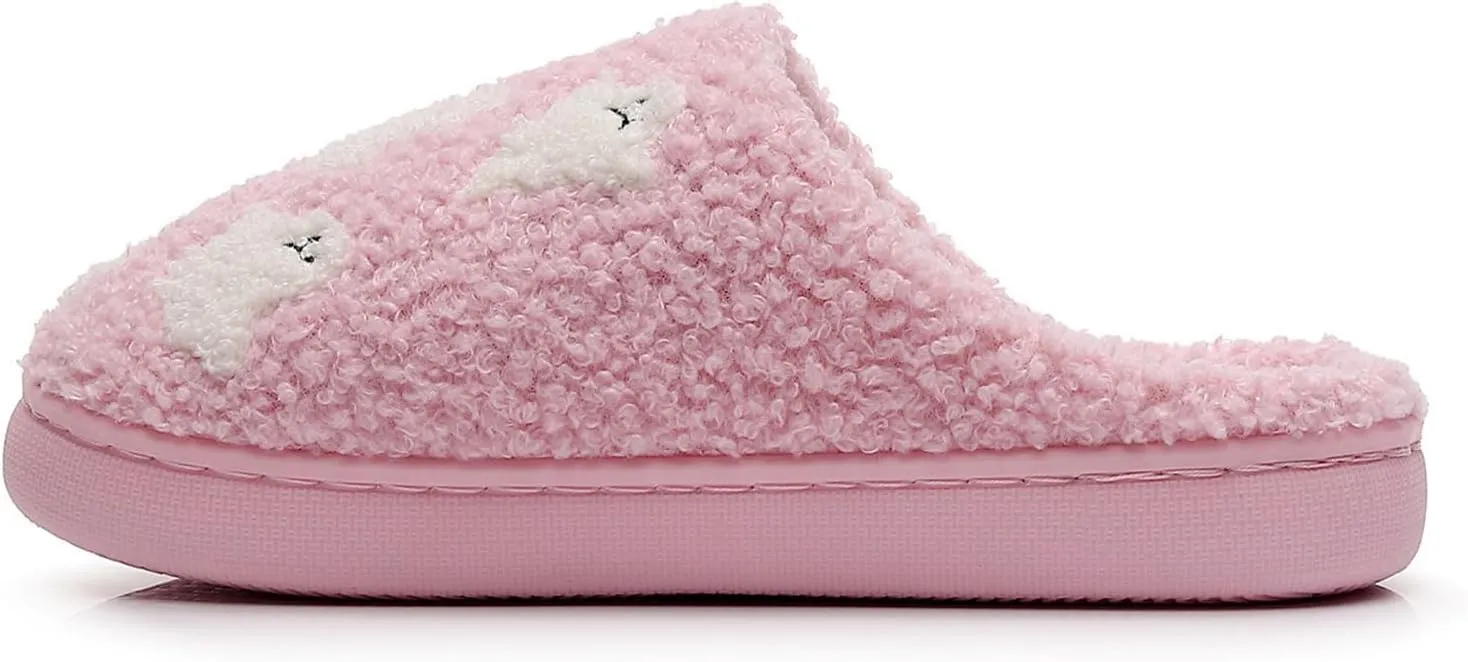 Afellicy Halloween Christmas Slippers Checkered Scuff for Women and Men Holiday Indoor Bedroom Fluffy Warm Fleece Slippers Winter Soft Cozy Home Non-Slip Soft Plush Slip-on Wool Lined House Shoes