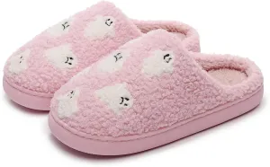 Afellicy Halloween Christmas Slippers Checkered Scuff for Women and Men Holiday Indoor Bedroom Fluffy Warm Fleece Slippers Winter Soft Cozy Home Non-Slip Soft Plush Slip-on Wool Lined House Shoes