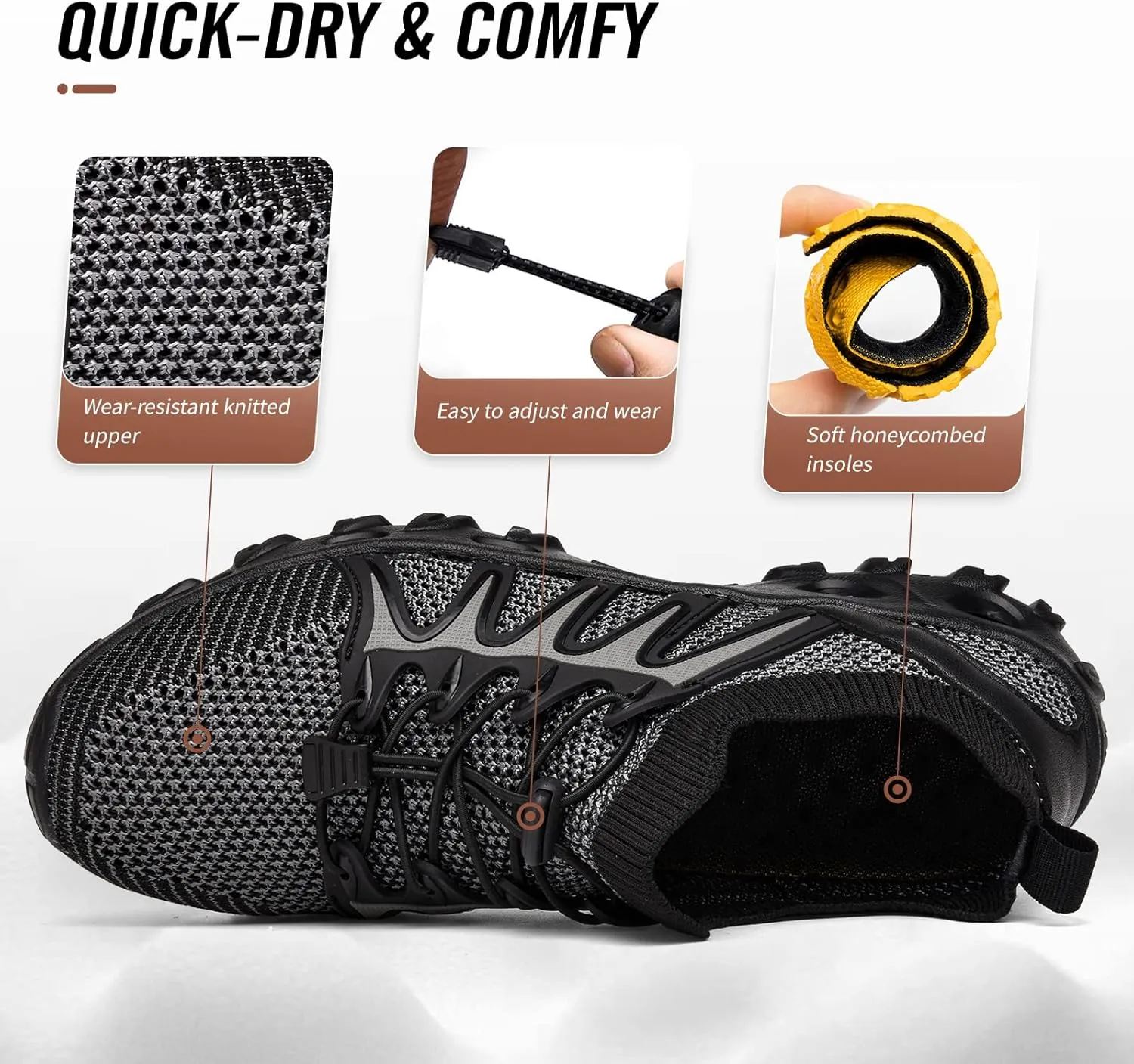 Alibress Water Shoes for Women Men Quick-Dry Aqua Shoes Men's Hiking Water Shoes Women's Beach Shoes Lightweight Water Sports Shoes for Swimming Fishing Kayaking