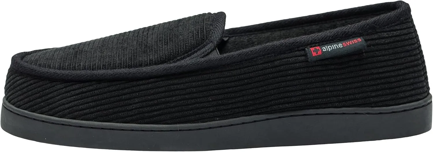 Alpine Swiss Steve Mens Wide Moccasin Slippers Memory Foam Slip On Indoor House Shoes