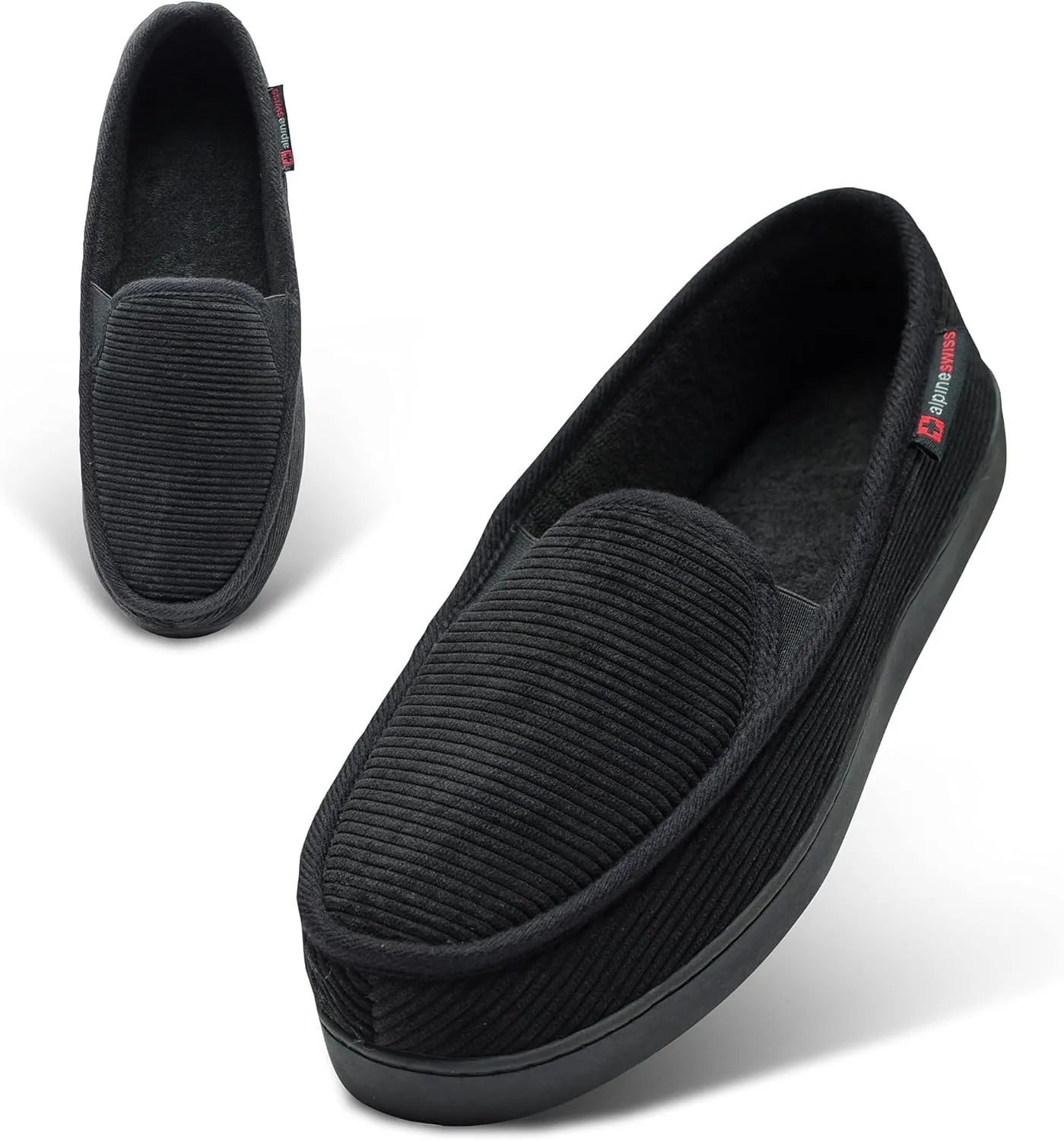 Alpine Swiss Steve Mens Wide Moccasin Slippers Memory Foam Slip On Indoor House Shoes