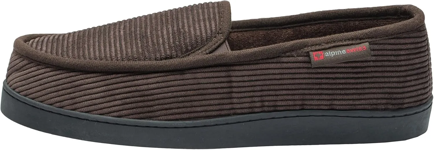 Alpine Swiss Steve Mens Wide Moccasin Slippers Memory Foam Slip On Indoor House Shoes
