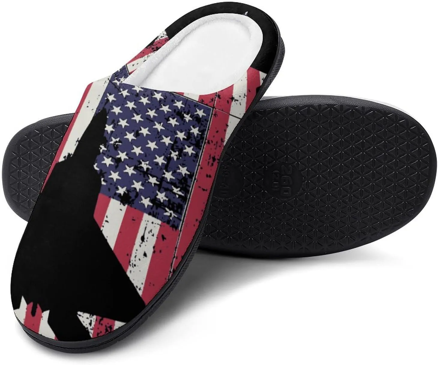 American F-22 Raptor Fighter Jet Flag Soft Men's Cotton Slippers Flannel Winter Warm Home Shoes House Shoes Non-Slip Washable