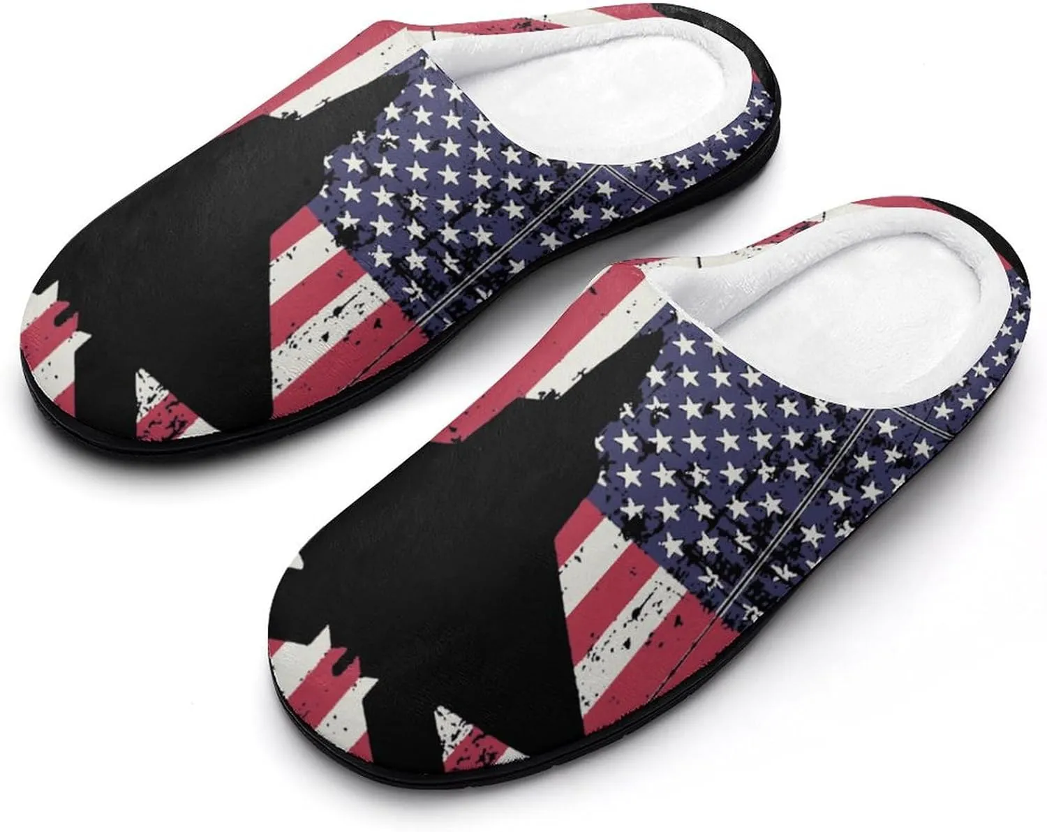 American F-22 Raptor Fighter Jet Flag Soft Warm Cotton Slippers for Women Flannel Home Shoes House Shoes Non-Slip Washable