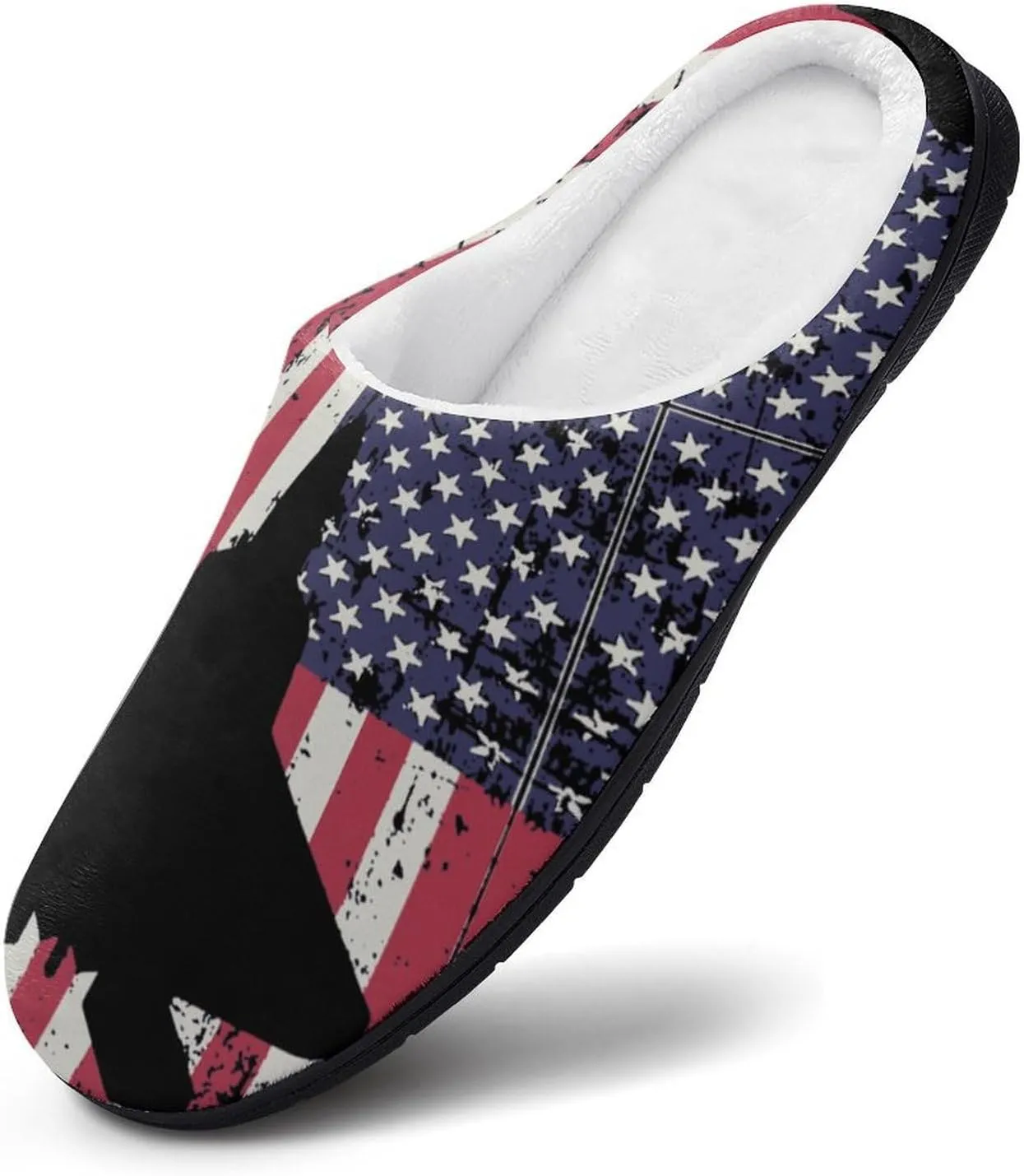 American F-22 Raptor Fighter Jet Flag Soft Warm Cotton Slippers for Women Flannel Home Shoes House Shoes Non-Slip Washable