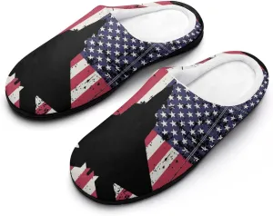 American F-22 Raptor Fighter Jet Flag Soft Warm Cotton Slippers for Women Flannel Home Shoes House Shoes Non-Slip Washable