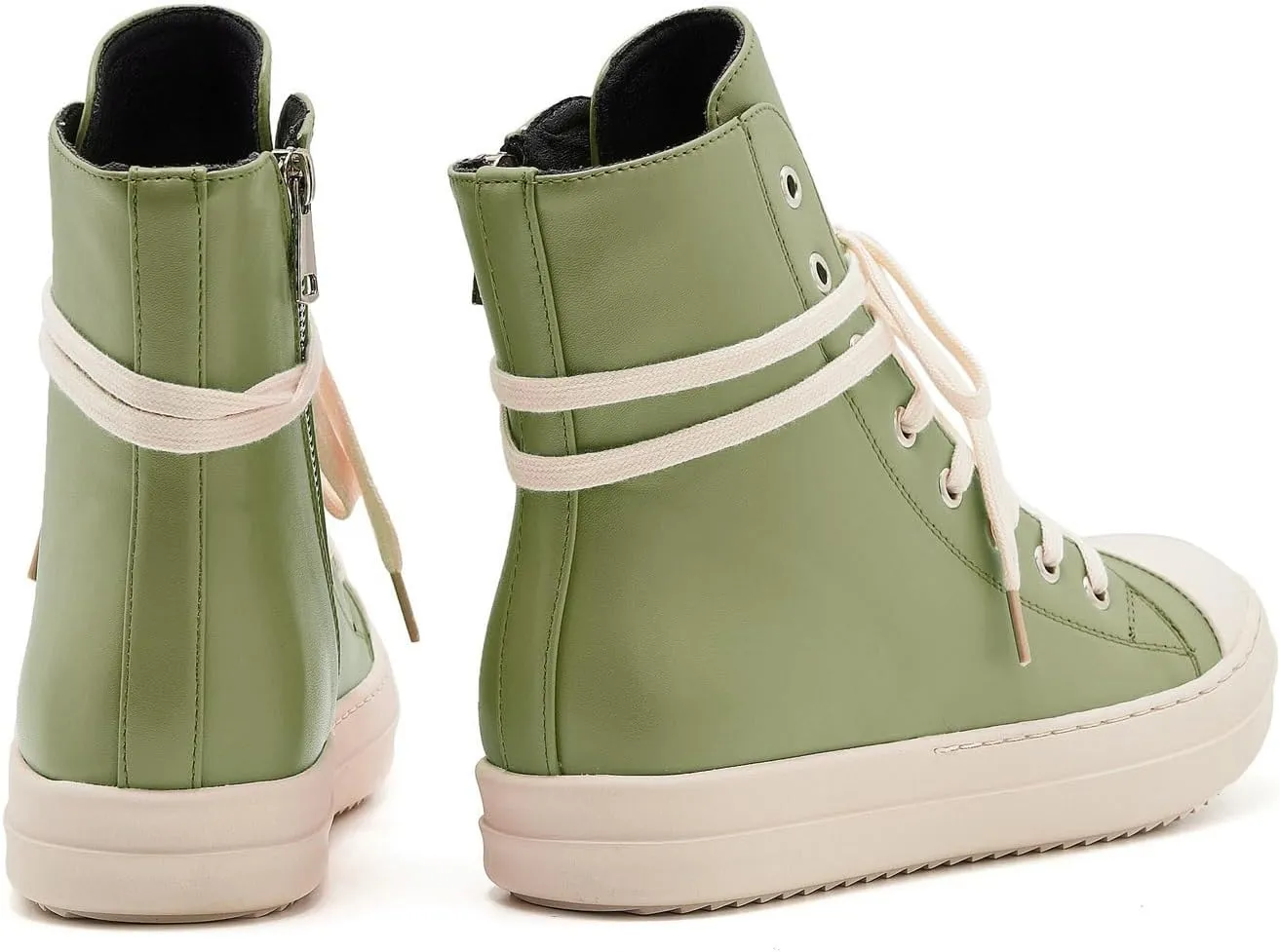 AmoreParis Fashion High Top Sneakers for Women Lace Up Canvas Shoes with Zipper Comfort Platform Walking Shoes
