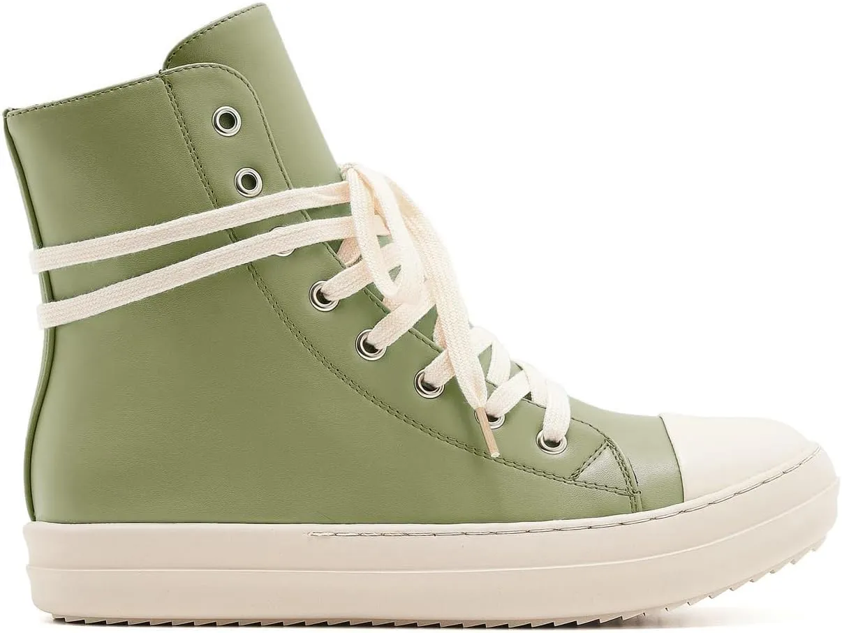 AmoreParis Fashion High Top Sneakers for Women Lace Up Canvas Shoes with Zipper Comfort Platform Walking Shoes