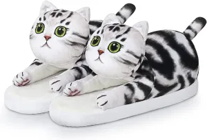 Animal Cute Slippers for Girls,Cat Slippers for Kids,Fuzzy Indoor House Slippers for Boys,Funny Birthday Cat Gifts for Cat Lovers