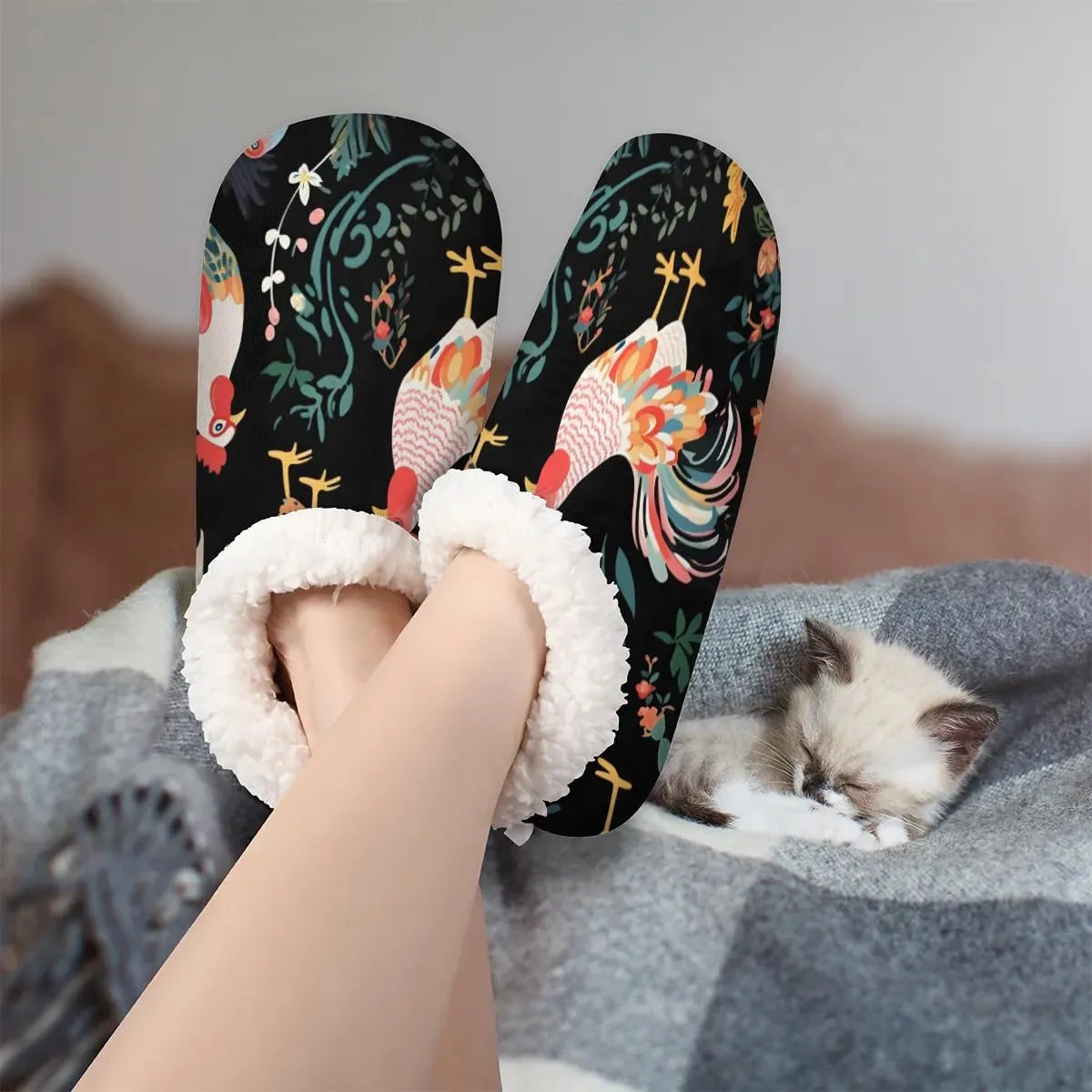 Animal Rooster Floral Soft Home Slippers for Women Lightweight Men's House Shoes Women's Slippers