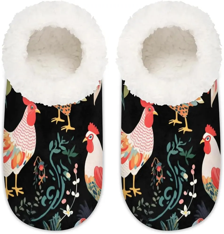 Animal Rooster Floral Soft Home Slippers for Women Lightweight Men's House Shoes Women's Slippers