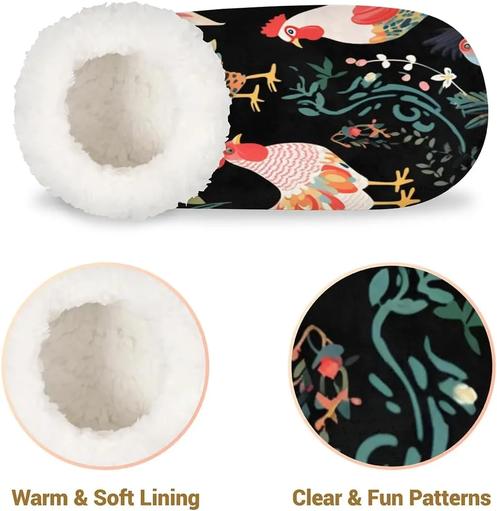 Animal Rooster Floral Soft Home Slippers for Women Lightweight Men's House Shoes Women's Slippers