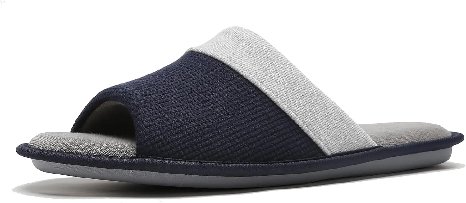 Anmerl House Slippers for Women and Men Soft Cotton Open Toe Memory Foam All Seasons Washable Home Bedroom Shoes Indoor Outdoor Slides