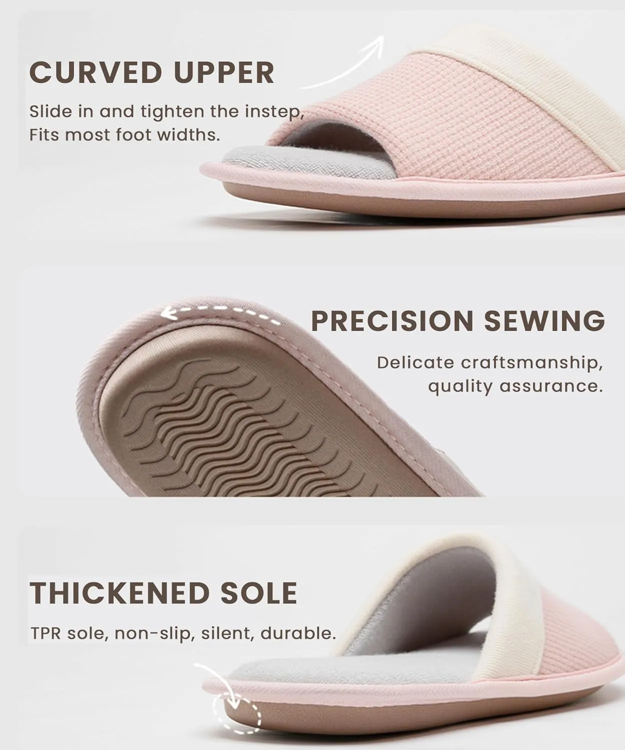 Anmerl House Slippers for Women and Men Soft Cotton Open Toe Memory Foam All Seasons Washable Home Bedroom Shoes Indoor Outdoor Slides