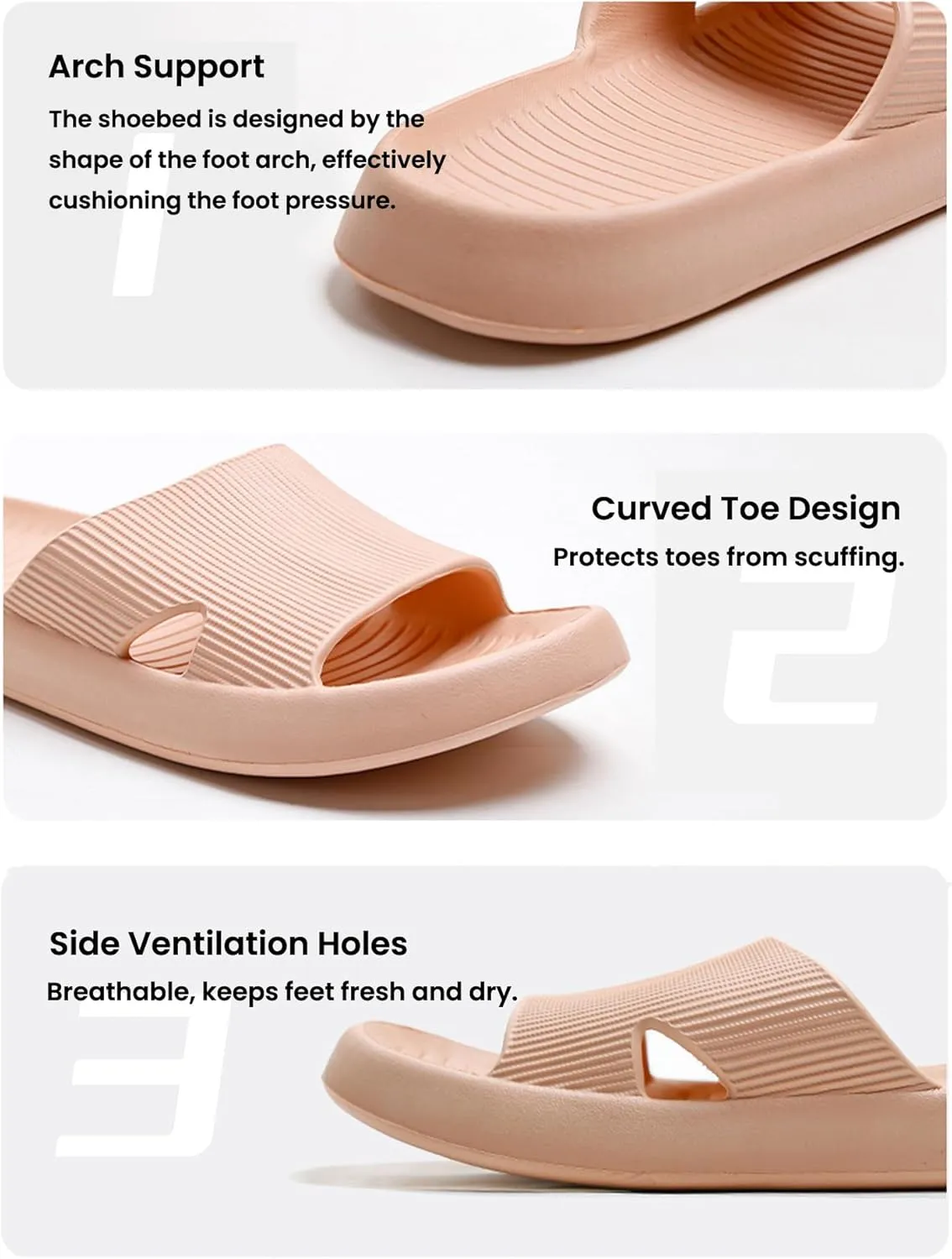 Anmerl Shower Shoes for Men and Women, Soft Comfortable House Slippers, Ultra Light Quick Drying Non Slip Bathroom Indoor Outdoor Slides Sandals