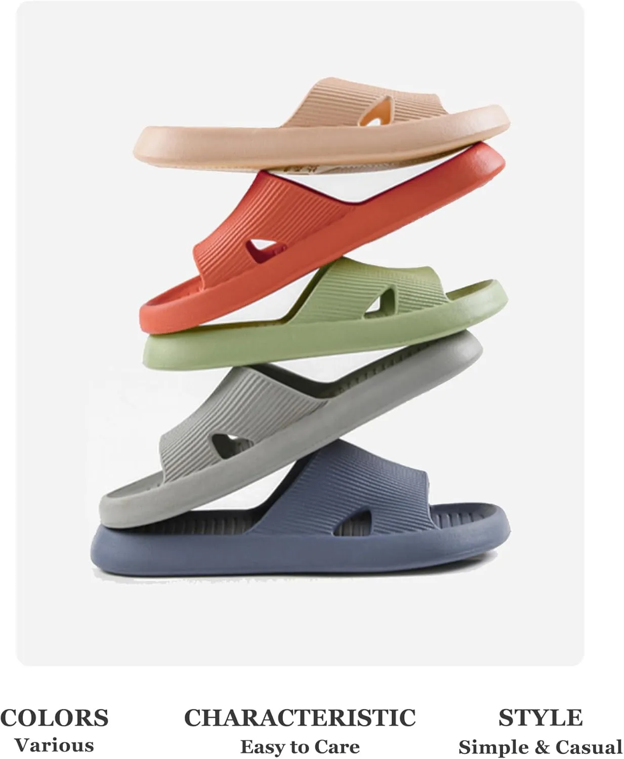 Anmerl Shower Shoes for Men and Women, Soft Comfortable House Slippers, Ultra Light Quick Drying Non Slip Bathroom Indoor Outdoor Slides Sandals